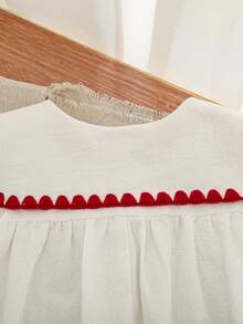 SHEIN 少女夏季休闲草莓刺绣无袖连衣裙 - 杏色 - 查看 11