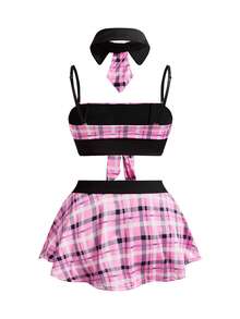 4pcs Set Valentine's Day Milk Silk Off-Shoulder Detachable Transparent Shoulder Strap Bow Sexy Lingerie Set - Multicolor - View 8