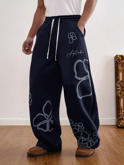 TOKVUE Y2K Men's Casual Colorblock Letter Print Drawstring Waist Sports Pants, Men's Printed Sweatpants, Boyfriend Gift, Christmas Gift, High-Quality Men's Joggers, Streetwear Pants, Suitable For Dance Parties