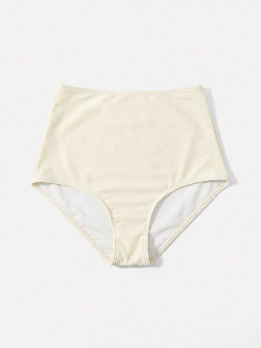 Swim Basics Quần bikini nữ màu trơn kiểu dáng thường ngày - Màu be - Xem 1