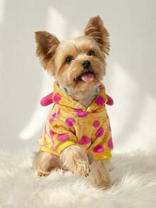 PETSIN 1pc Monster Hooded Sweatshirt With Yellow Polka Dots And Plush Pet Design (For Cosplay) - Multicolor - View 6