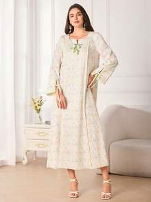 Yasmyna Women's Loose Floral Print Long Sleeve Dress, Sweet & Versatile - Yellow - View 4