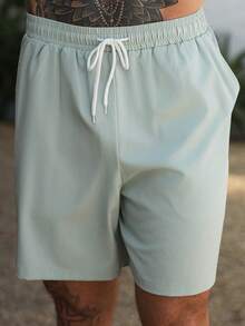 Manfinity RSRT 2pcs Men's Pagoda Print Short Sleeve Shirt Set, Summer - Mint Green - View 7