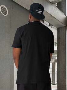 Heavens Edit 男士时尚赛车风格英式印花休闲 T 恤，图案 T 恤 - 黑色 - 查看 6