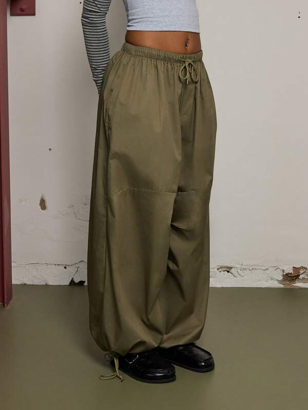 COUREZ Low Rise Baggy Parachute Trousers /Y2K Spring For Women Street Streetwear Green Sweatpants For Women Going Out Back To School Summer