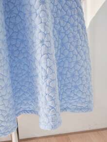 Diamond Collar, Jacquard Textured Fabric, A-Line Maxi Skirt, Elegant High Waist Snug Fit, Fashion & Graceful For Teenage Girls In Summer - Blue - View 3