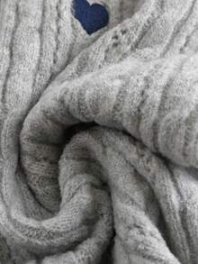 GlowEve Women's Heart Embroidery Short Sleeve Single-Breasted Casual Knit Cardigan - Grey - View 6