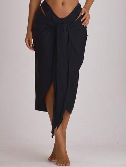 Musera Resort Maxi Tie Side Sarong Cover Up Swim Vacation Holiday Summer Travel Beachwear Basics Solid Colour Swimwear Resort Core