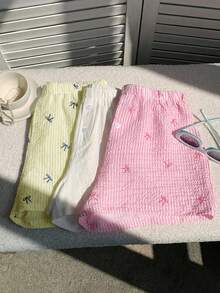 Comfortcana 3pcs Women Elastic Waist Button Design Casual Loose Shorts Set - Multicolor - View 7