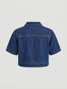 Sweetra Women's Casual European Style Short Denim Jacket And Coat - Dark Wash - View 2