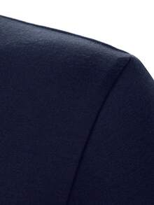 Manfinity Mode Men's Eagle Print Striped Short Sleeve Casual Commuter Polo Shirt - Navy Blue - View 4