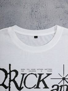 Rick and Morty X SHEIN 男士休闲字母卡通图案圆领短袖T恤，夏季款 - 白色 - 查看 3