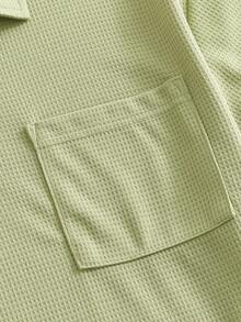 SWAVVY 男士宽松四分之一拉链口袋拼接落肩 Polo 衫 男士 Polo 衫 男士 T 领 T 恤 男士高尔夫球衫 男士短袖拉链 Polo 衫 - 綠色 - 查看 4