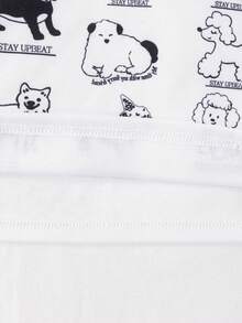 幼儿男童时尚卡通小狗印花圆领韩版短袖T恤和宽松条纹直筒裤睡衣套装 - 白色 - 查看 8