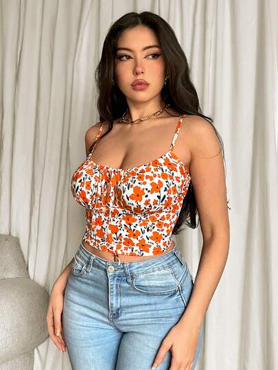 Firerie Women's Ditsy Floral Cropped Camisole, Elegant For Vacation