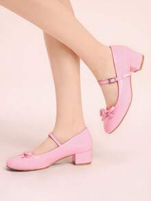 CUCCOO DOLLMOD Giày cao gót nữ thời trang đính nơ, giày công chúa phong cách Lolita, giày cao gót màu hồng dễ thương. - Hồng - Xem 5