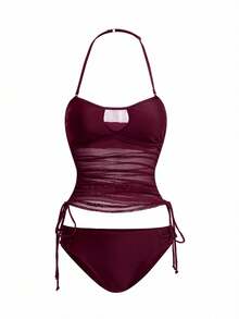 Swim Vcay Women Tankinis - Burgundy - View 1