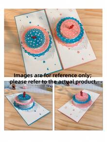 Zazumi 3D Pop Up Birthday Card - Laser Cut Cake Design, Elegant Greeting Card With Flowers, Handcrafted & Special Gift - multicolor - View 3