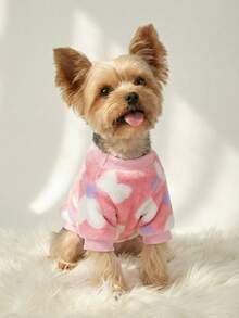 PETSIN 1 Pc Pink Flannel Heart Print Warm Crew Neck For Pet Dog Cat, Universal - Multicolor - View 3
