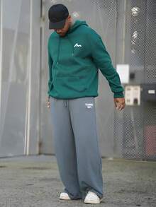 Heavens Edit Men's Graphic Print Thermal Lined Hoodie, Streetwear Style, Autumn/Winter, Long Sleeve Top - Green - View 6