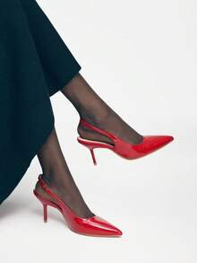 Mnmlis حذاء كعب نسائية - الأحمر - مشاهدة 9