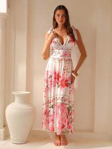 Swim Oasis 一件式印花连体泳衣，时尚沙滩度假套装，夏季 - 彩色 - 查看 4