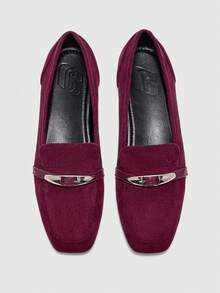 CUCCOO BIZCHIC Pantofi sport confortabili din piele de oaie, stil vintage, cu cataramă, versatili și flatanți pentru naveta - Burgundia - Vizualizare 2