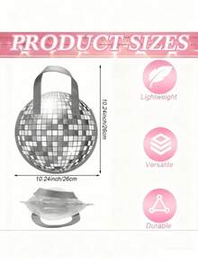 3/6/12 Disco Ball Gift Bag - Dancer Themed Party Gift, Suitable For Weddings, Birthdays, Ladies' Parties, Halloween, Christmas Decorations (Silver), Holiday Event Accessories, Retro Spherical Design, Sturdy Tote Bag - Multicolor - View 7