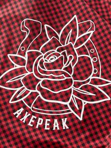 EASEVO 男士加大码花卉格纹短袖单排扣休闲衬衫 - 彩色 - 查看 5