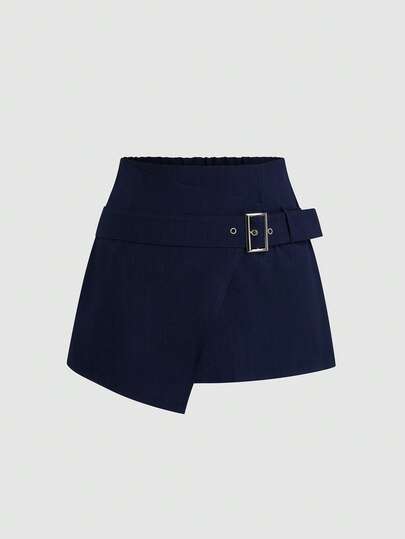 Sweetra Stylish Niche Slimming Black Mini Skirt, Sexy Versatile A-Line Hem Skirt, New American Retro Sexy Style Asymmetrical Design Mini Skirt, High Waist Slimming Skirt, Summer New Design