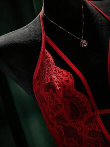 SpicyHot 红色女士性感露背蕾丝连体裤 - 紅色 - 查看 8