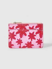 ROMWE Kawaii 玫瑰粉色底，配粉色满花卡片袋 - 玫粉色 - 查看 1