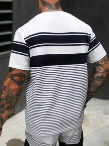 HIMLAND 男士优雅印花T恤套装，适合通勤 - 彩色 - 查看 3