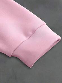 Manfinity EMRG 男士休闲时尚街头字母印花落肩宽松拉链抓绒连帽卫衣，秋冬款 - 彩色 - 查看 3