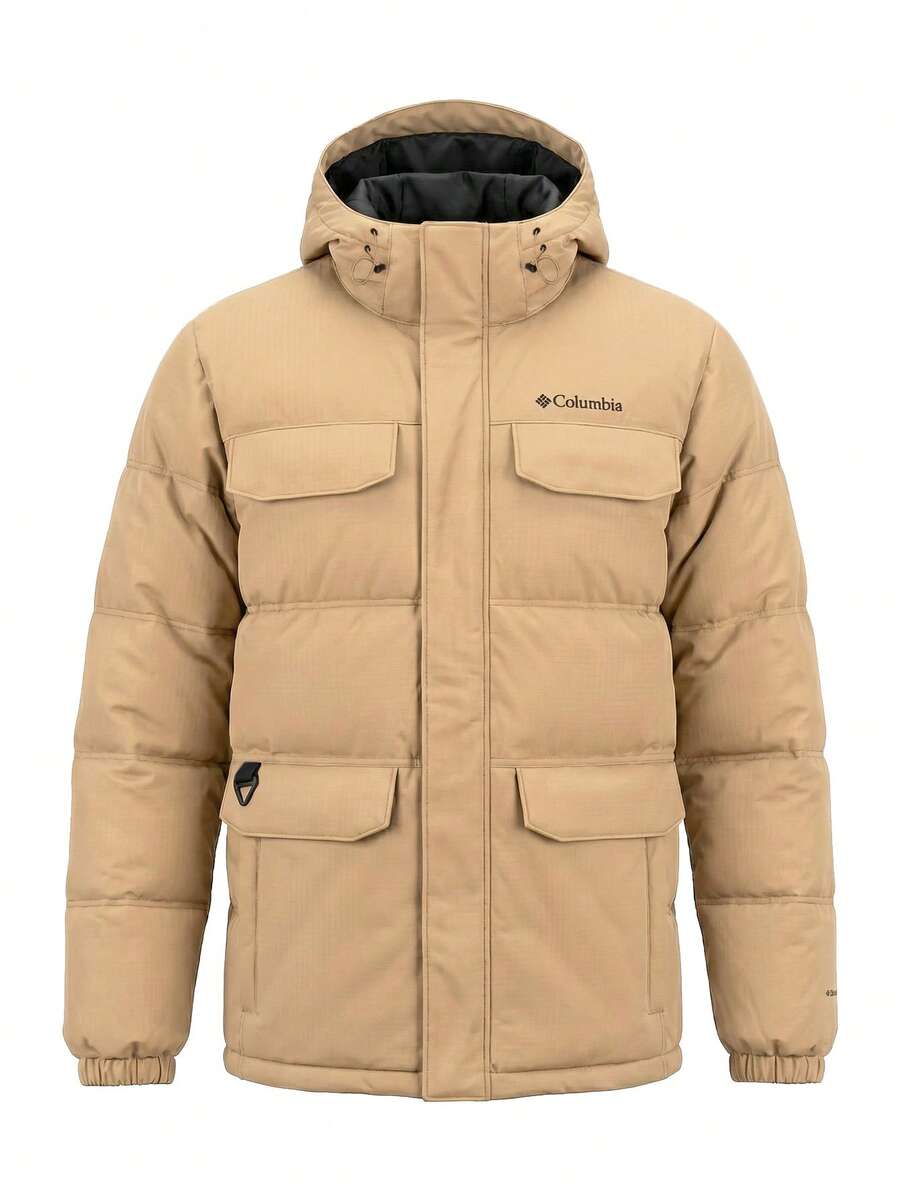 Men's Down Hooded Jacket Canoe - Beige - View 1