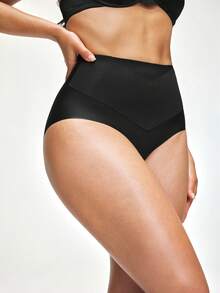 SHAPORA 高腰无缝塑形收腹内裤，纤体紧致压缩内裤 - 黑色 - 查看 4