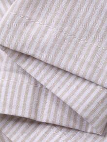 Dazy Plus Plus Size Women Striped Front Tie Top And Pants Pajama Set - Khaki - View 3