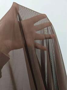 Swim Lushoire 女士沙滩度假装短袖拼接流苏网纱罩衫T恤裙 - 棕色 - 查看 5