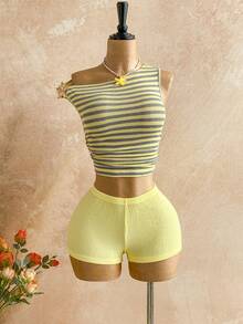 Soleia 新款休闲度假西部海滩婚礼宾客礼服，适合毕业早午餐、圣帕特里克节、春假、复活节、音乐节等场合，优雅波西米亚热带风情毛绒棕色针织不对称肩部花卉镂空露背两件套女装 - 彩色 - 查看 3