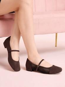 CUCCOO DOLLMOD 女士黑色方头舒适透气网面平底套脚鞋，女巫春季鞋款，春假复活节 - 深棕色 - 查看 4