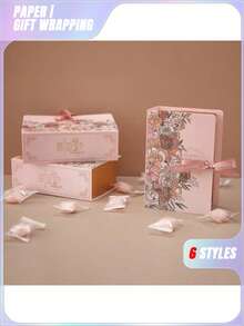 5/10Pcs Book Shape Gift Box With Ribbon Paperboard Candy Chocolate Present Packaging Box For Party, Wedding, Birthday, Valentine's Day, Valentines Wedding, Birthday - Multicolor - View 4