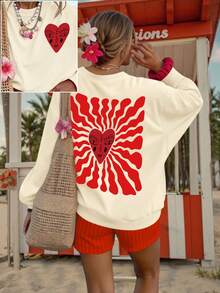 DrmWander 圣诞印花加大码圆领长袖卫衣 - 杏色 - 查看 3