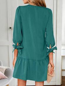 EMERY ROSE 梭织宽松公主袖开衫短裙 - 綠色 - 查看 2