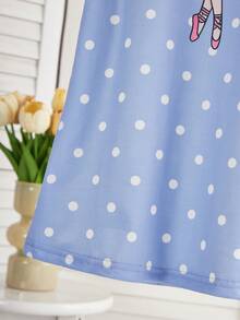 2件套女童可爱卡通绵羊印花睡衣套装，简约时尚粉色和灰色，睡衣 - 彩色 - 查看 6