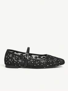 CUCCOO CHICEST Sepatu Slip-On Kasual Wanita Berbahan Jala yang Bernapas, Nyaman untuk Kerja dan Pemakaian Sehari-hari, Sepatu Pernikahan Musim Panas, Sepatu Musim Semi, Sepatu Pengantin - Hitam - View 2