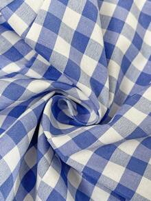 Easowa Cute Blue And White Gingham Sleeveless Romper For Women,Summer Picnic Holiday Outfits With Lace Trim,Checkered Patchwork Boho Beach Vacation Jumpsuit - Multicolor - View 6