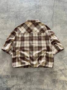 AXEPEAK Áo sơ mi nam tay ngắn in họa tiết kẻ caro cài nút phía trước, thường ngày, đa năng - Nhiều màu - Xem 3