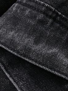 FRIFUL Women's Casual Denim Jacket With Single-Breasted Button, Long Sleeve, Drop Shoulder, Autumn - Grey - View 9