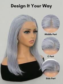 Ren Trong Suốt Màu Xám Tóc Giả Bob Tóc 13*4 Ren Mặt Trước Bộ Tóc Giả Màu Bạc Tóc Tóc Giả Trước Nhổ dành Cho Nữ - SGray - Xem 8