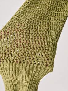 Nöista Loose Green Sweate With Open Structure Knit. Spring, Summer Outfit For Women, Casual Sweater. - Green - View 8